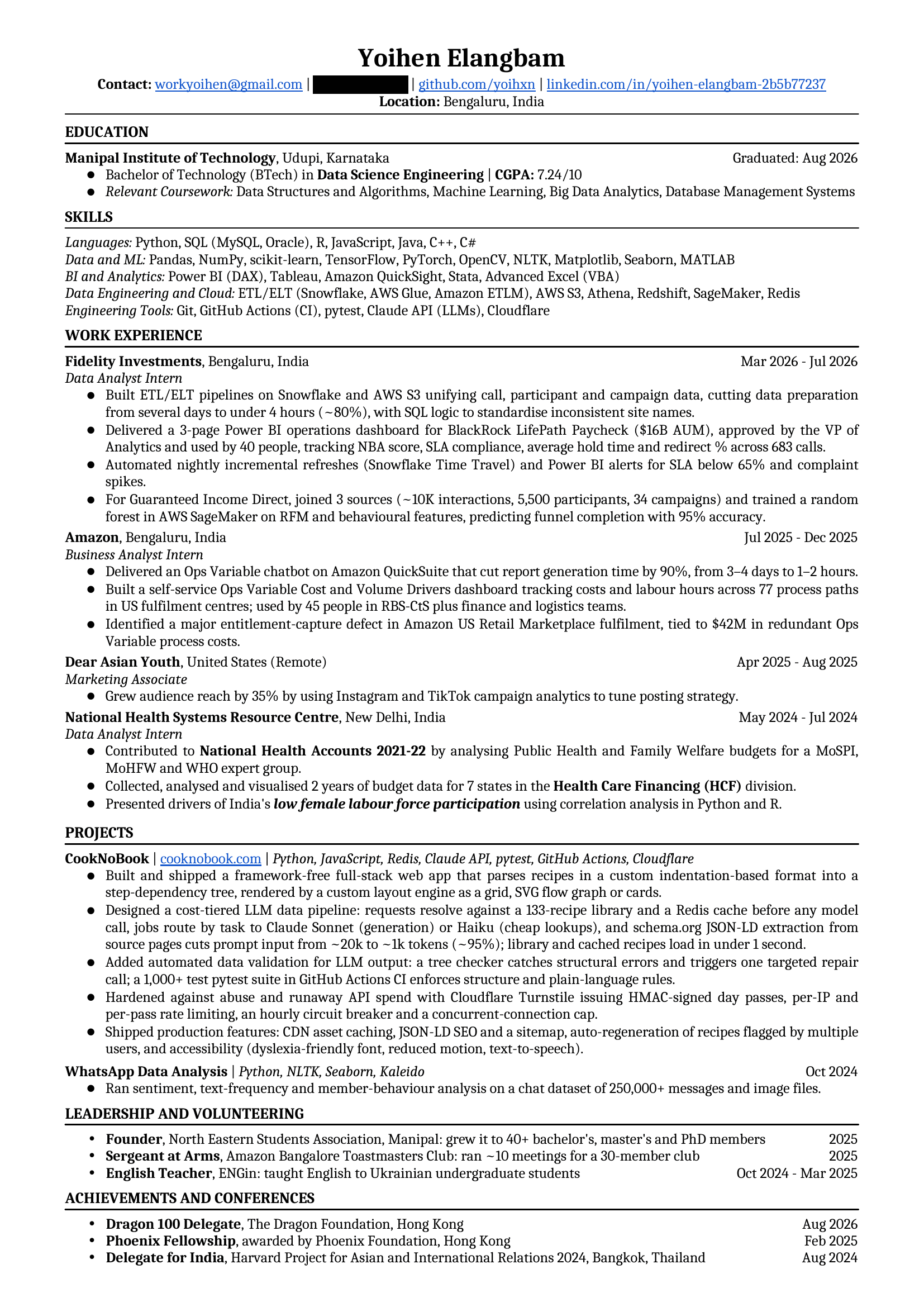 Résumé of Yoihen Elangbam